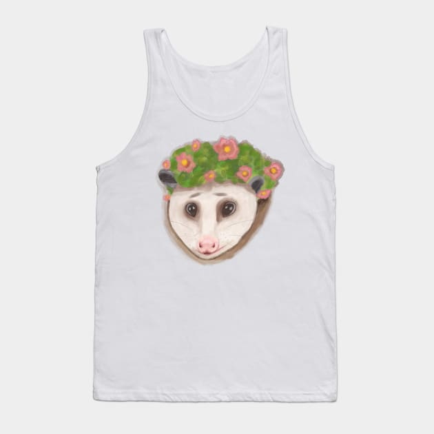 Cottage core opossum with flower crown Tank Top by Bingust